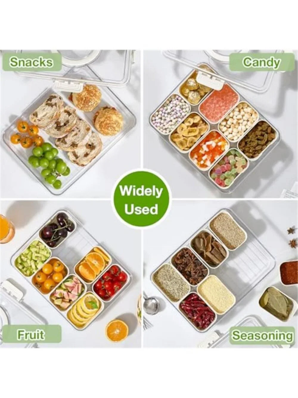 Snackle Box Container, 2 Pack Divided Serving Tray with Lid and Handle,Snack Box